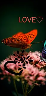 Colorful butterfly love wallpaper with nature design.