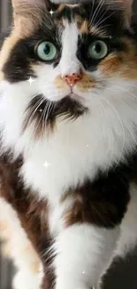 Close-up of a calico cat walking confidently