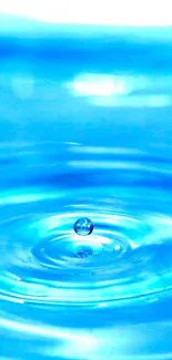 Serene blue water ripple wallpaper with a central droplet.