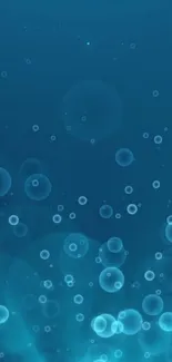 Blue bubbles on a deep serene background for mobile wallpaper.