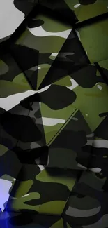 Dark green and black camouflage pattern wallpaper.