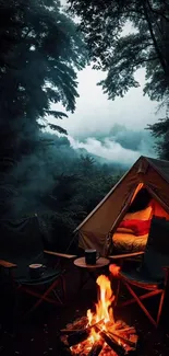 Camping Flame Fire Live Wallpaper