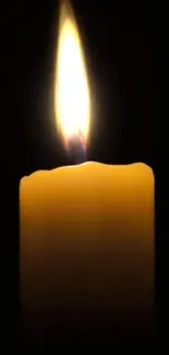 Candle flame glowing against a dark background.