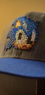 Pixel art design on a stylish cap wallpaper.