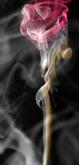 Artistic pink smoke rose against a dark background.