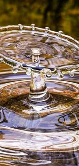 A stunning water splash captured in mid-air, creating a golden liquid ripple effect.