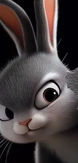 Adorable cartoon bunny peeking through wall wallpaper