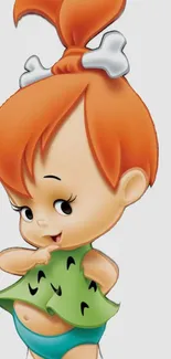 Cartoon character wallpaper with orange hair.