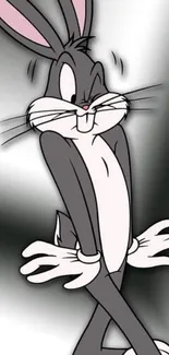 Classic cartoon character with a playful pose on a gray background.