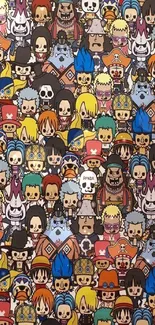 Colorful cartoon character pattern wallpaper with anime style design.