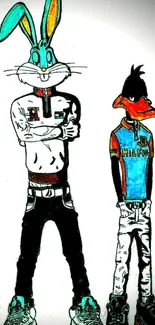 Cartoon characters in street fashion style wallpaper.