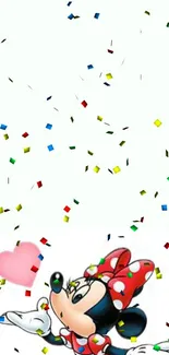 Cartoon character with confetti background.