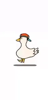 Cartoon duck with a colorful hat on a white mobile wallpaper background.