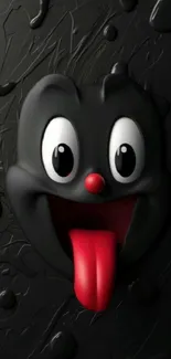 Playful cartoon face with black background.