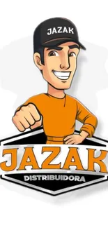 Cartoon Jazak Distributor logo with a cheerful character in orange.