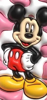 Cartoon mouse with pink abstract background.