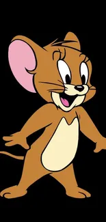 Cartoon mouse with a cheerful expression on a black background.