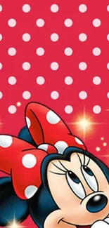 Cartoon character with red polka dot background wallpaper.