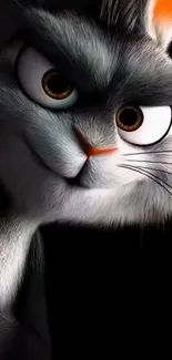 Close-up of a cartoon rabbit with expressive eyes, perfect for mobile wallpaper.