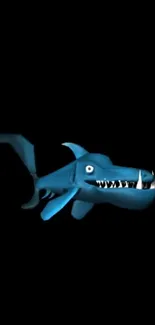 Playful cartoon shark on a dark backdrop