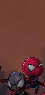 Cartoon spider character with dynamic background.