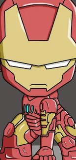 Cartoon red and gold armored character wallpaper.