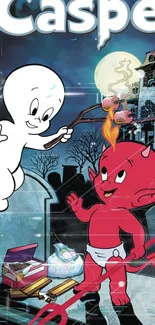 Casper the friendly ghost comic wallpaper on a mobile device.