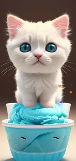 Cat Blue White Live Wallpaper