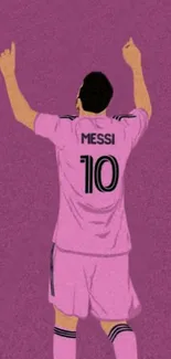 Soccer player celebration in pink graphic wallpaper.