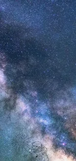 Astronaut floating under a starry Milky Way night sky.