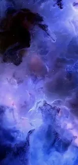 Vibrant blue nebula mobile phone wallpaper showcasing cosmic beauty.