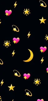 Vibrant celestial emojis on a dark background.