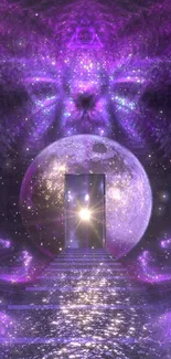 Mystical purple portal with celestial glow.