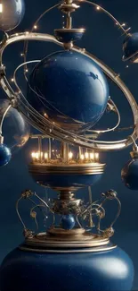 Celestial orb sculpture with golden details.
