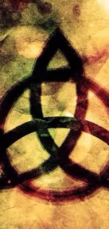 Abstract wallpaper featuring a Celtic knot symbol with earthy tones.
