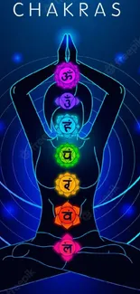 Chakra meditation wallpaper featuring colorful energy centers.