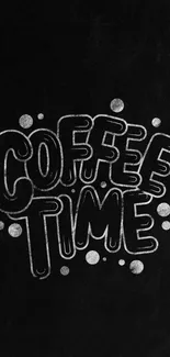 Chalkboard-style 'Coffee Time' text art on black wallpaper.