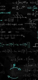 Chalkboard wallpaper with math equations.