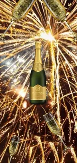 Celebrate with sparkling fireworks and champagne bottles on this vibrant wallpaper.