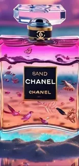Chanel perfume within surreal dreamscape art piece.