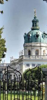 Charlottenburg Palace and gardens under a clear sky.