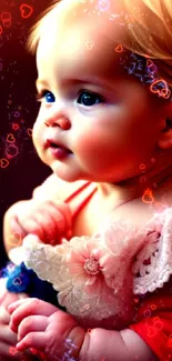 Adorable baby with colorful background.