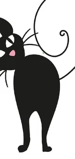 Charming black cat illustration with playful curl design.