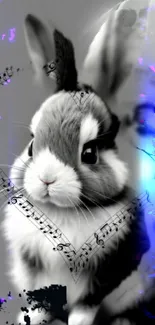 Cute bunny with musical notes mobile wallpaper.