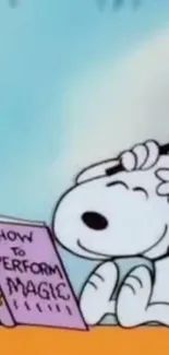 Cartoon character with magic book wallpaper.