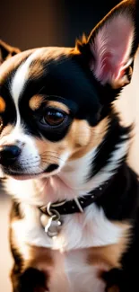 Chihuahua dog with expressive eyes in a portrait wallpaper.