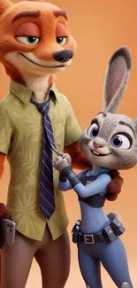 Animated fox and rabbit duo posing together.