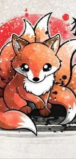 Charming fox illustration with artistic vibrant tones.