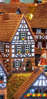 Charming holiday village with intricate European houses.