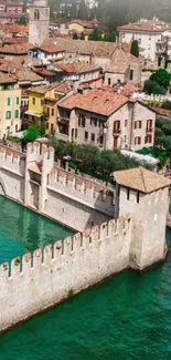 Italian fortress surrounded by water with historic charm.